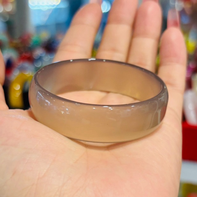 Vòng tay mã não nguyệt quang xám trắng bản hẹ ni 49/50/51/52 cho tay người lớn size bé