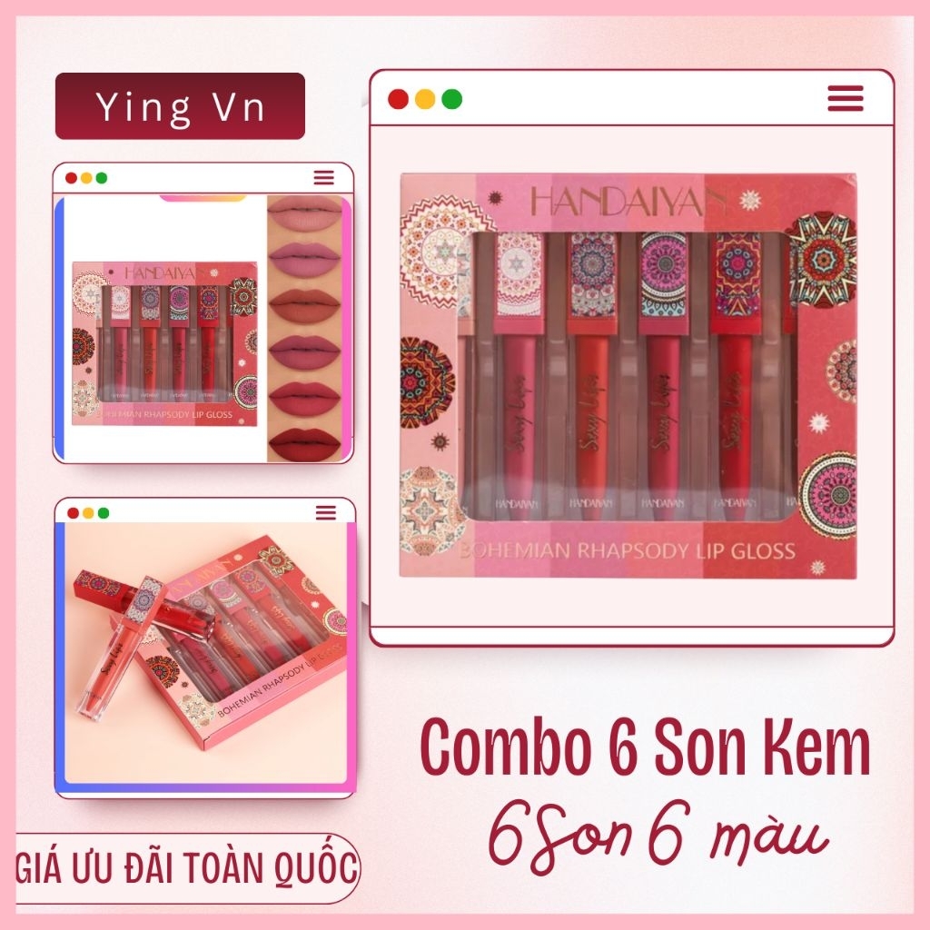 Set 6 Son Kem Lì HANDAYAN Bohemian Rhapsody – Bảng Màu Thời Thượng