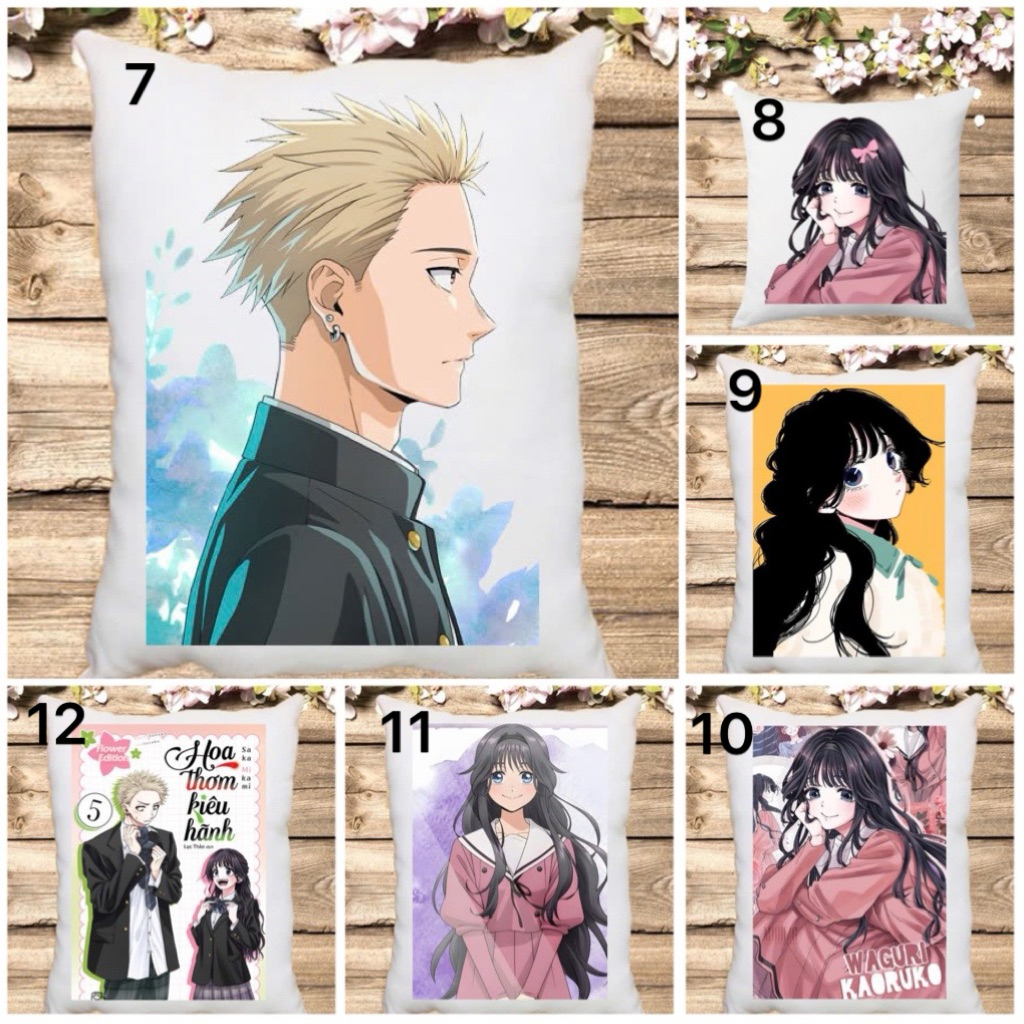 Gối ngủ hình hoa thơm kiêu hãnh waguri kaoruko / gối anime Kaoru Hana wa Rin to Saku