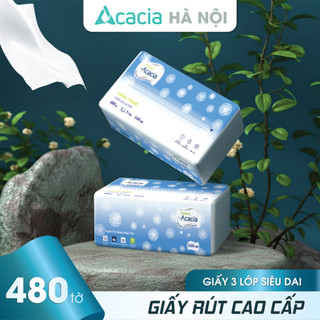 Combo 10 gói Giấy ăn rút lụa cao cấp ACACIA 480 tờ (160 lần rút), 3 lớp