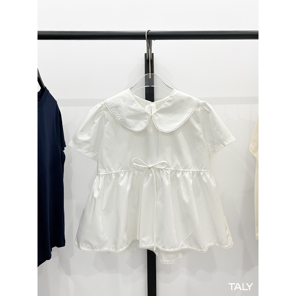 TALY - Áo kiểu babydoll cổ sen phối ren Kalin