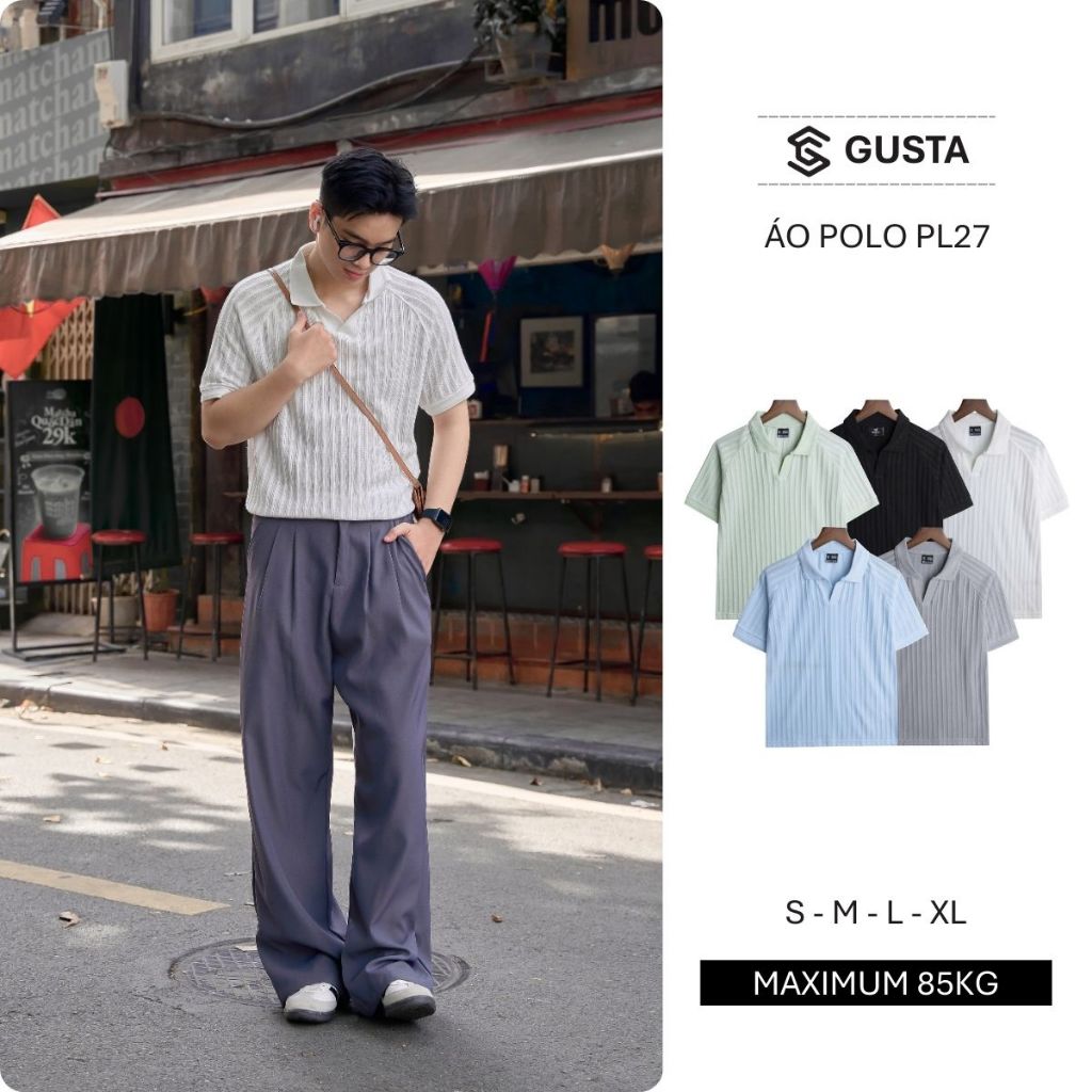 Áo Polo Nam GUSTA Form Đẹp Vải Dệt Kim Tay Raglan Đứng Dáng Áo Polo Nam Cao Cấp Lịch lãm PL27