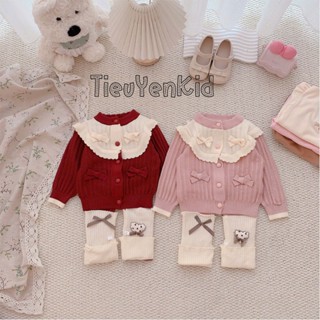  Quần ao trẻ em Set len nhí bé gái áo khoác cánh tiên mix quần legging 6-14kg S2096 Tiểu Yến KID 