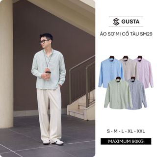  Áo Sơ Mi Nam Tay Dài GUSTA Áo Sơ Mi Cổ Tàu Oxford Chất Dày Dặn Tự Nhiên Thoáng Mát SM29 