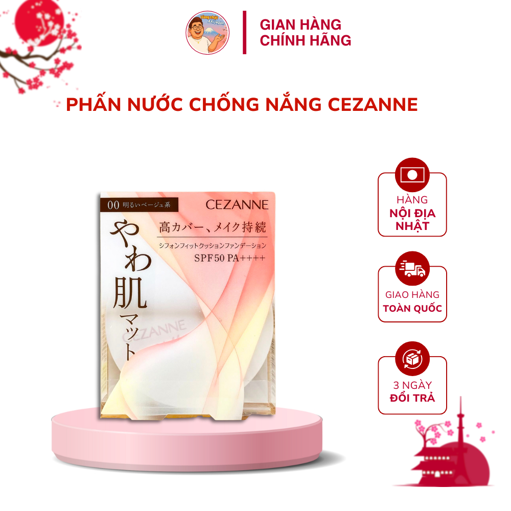 Phấn Nước Chống Nắng Kết Cấu Mỏng Nhẹ CEZANNE SPF50 PA++++ - CUSHION DÙNG ĐƯƠC DA BÓNG DẦU(màu 00)