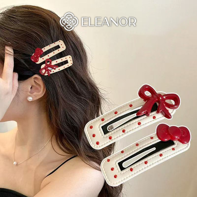 Kẹp tóc nữ Eleanor Accessories chấm bi đính nơ basic phụ kiện tóc kẹp tóc mái 11037