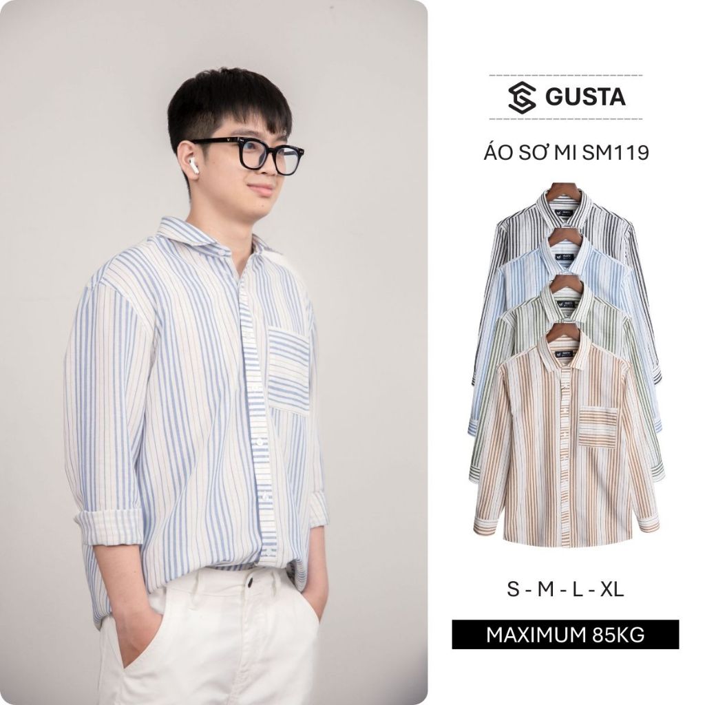 Áo Sơ Mi Nam GUSTA Form Loose Chuẩn Đẹp Vải Linen Đũi Mát Áo Sơ Mi Linen Cao Cấp SM119
