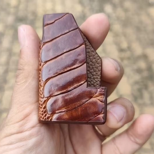 Bao Da ST.DUPONT 2 Line Chính Hãng - Bao Da Dupont Da Chân Đà Điểu - Nâu Đỏ