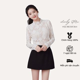  Áo ren dài tay thiết kế cổ cao áo kiểu nữ cổ đứng dáng ôm nhẹ tiểu thư Linly Store A-AR1 