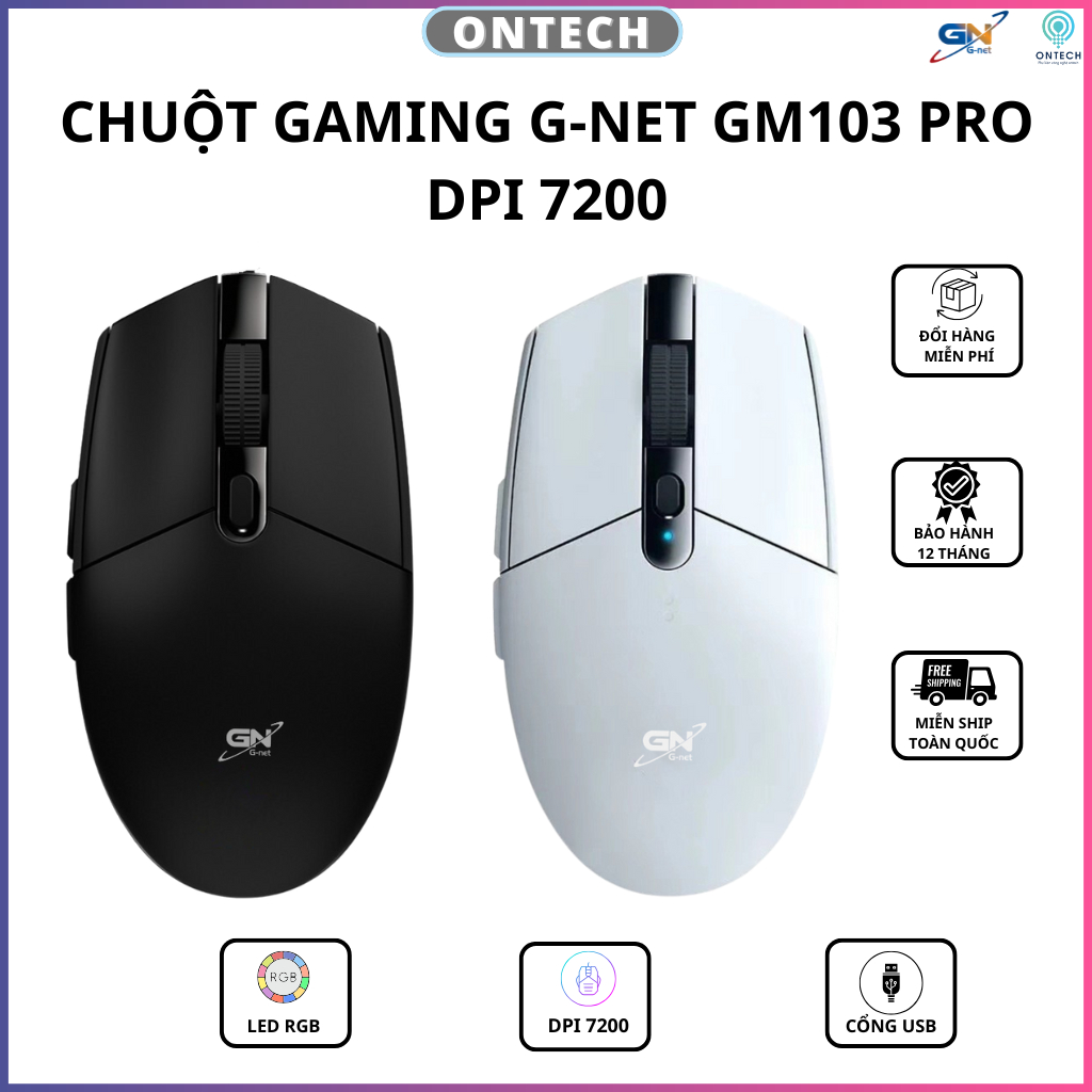 Chuột Gaming G-Net GM103 Pro RGB DPI 7200 Chơi game làm việc văn phòng
