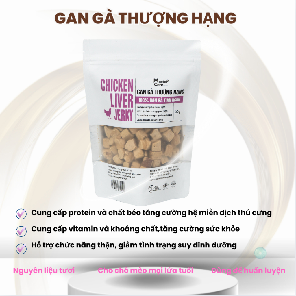 Gan Gà Viên Sấy Khô 90G MASTERCARE cho Chó Mèo – Ăn Vặt Dinh Dưỡng Tiện Lợi Bảo Vệ Đường Ruột