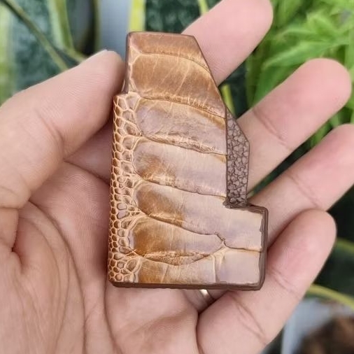 Bao Da ST.DUPONT 2 Line Chính Hãng - Bao Da Dupont Da Chân Đà Điểu - Nâu Đỏ