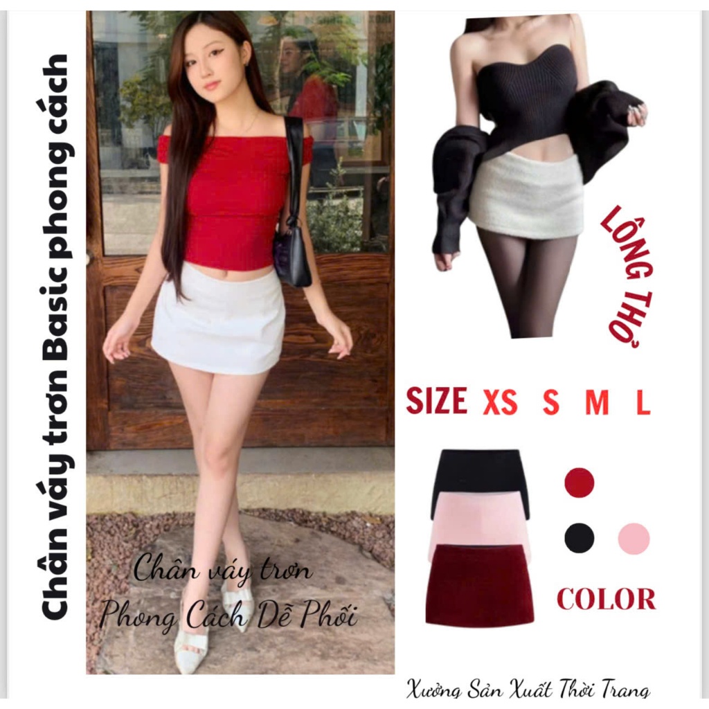 Chân Váy Trơn Basic Phong Cách Y2K Trắng Đen Ngắn Mini Chất Kaki