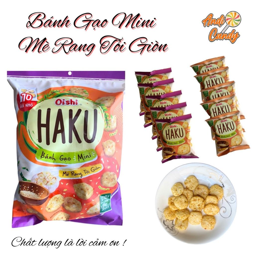 Bánh Gạo Mini HAKU Mè Rang Tỏi Giòn Oishi