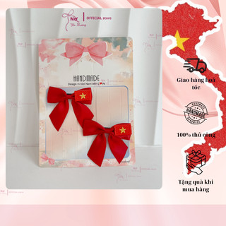  Set 2 Kẹp Tóc Nơ Handmade đính cờ Việt Nam - Phụ Kiện Cài Tóc Quốc Khánh 2 9 