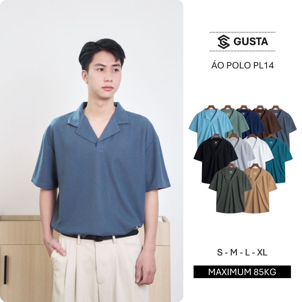 Áo Polo Nam Gusta Cổ Cuban Chât Liệu Vải Cotton Pique Siêu Thoáng Mát PL14