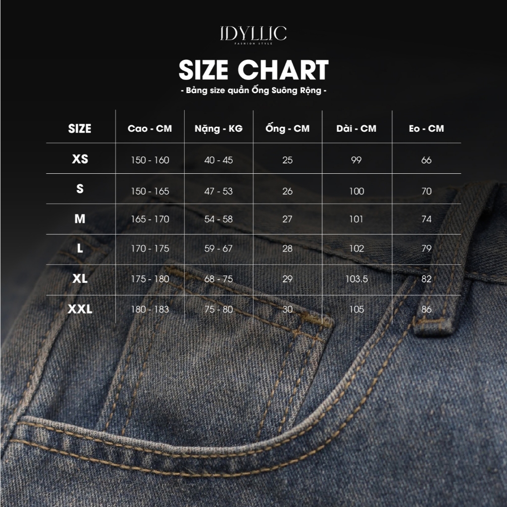 Quần Jean Ống Suông Rộng IDYLLIC Unisex Nam Nữ Thời Trang Che Khuyết Điểm Phong Cách Hàn Quốc | BigBuy360 - bigbuy360.vn
