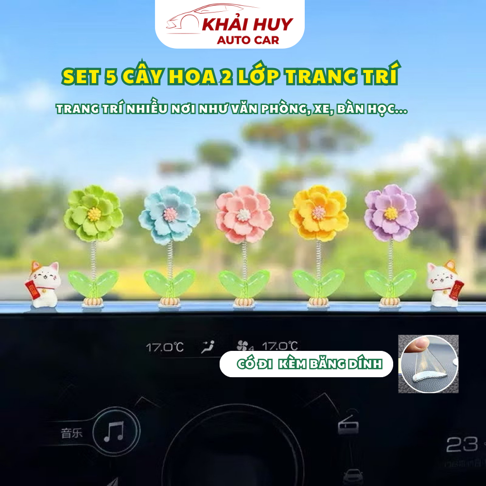 SET 5 Hoa 2 Lớp Trang Trí Xe, Bàn Học, Văn Phòng,... Khaihuyauto
