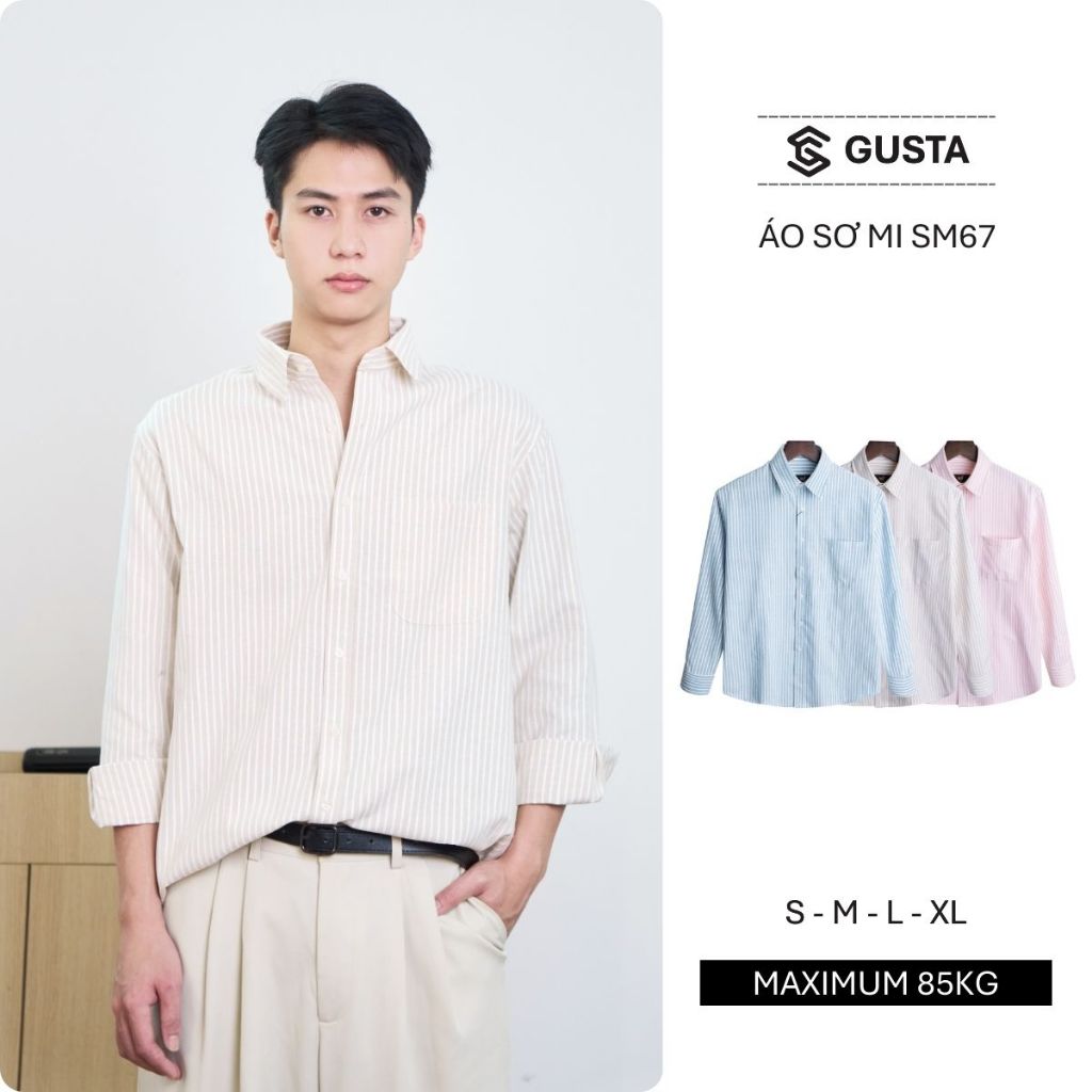 Sơ Mi Nam Gusta Kẻ Sọc Cổ Đức Vải Linen Oxford Mặc Đi Làm Đi Chơi Cho Nam Nữ SM67