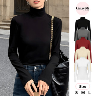  Áo Thun Nữ Tay Dài Cổ Lọ 5cm Chất Borip Cotton Co Giãn Mềm Mịn Form Ôm Body Tôn Dáng TD28 CinZy SG 