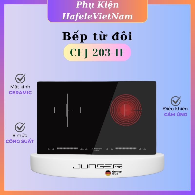 MUA BẾP ĐIỆN ĐÔI JUNGER CEJ-203-IF – Tặng Bộ nồi inox 5 chi tiết Junger CWJ-050