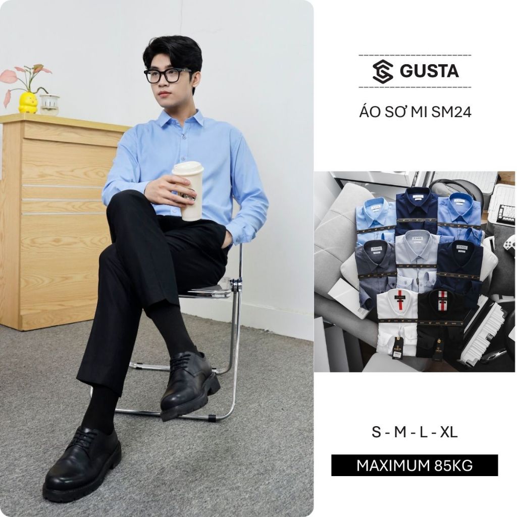 Áo Sơ Mi Nam Gusta Form Slimfit Chất Liệu Cotton Phong Cách Hàn Quốc Công Sở Sang Trọng Lịch LãmSM24