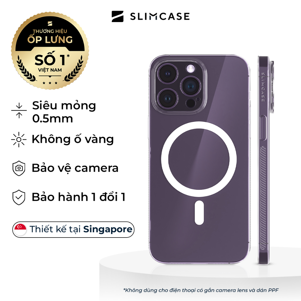 Ốp lưng iPhone 14 /14 Plus / 14 Pro / 14 Pro Max SLIMCASE UNIQUE 1 - Không ố vàng, siêu mỏng, hỗ trợ