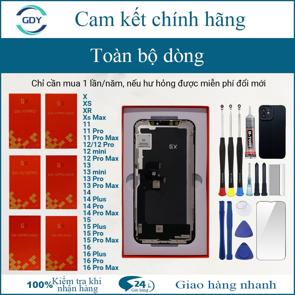 Màn hình GX/ZY chính hãng tương thích với IP X/XS/Xs Max/11/12/13/MINI/14/15/16/Pro/Plus/Pro Max
