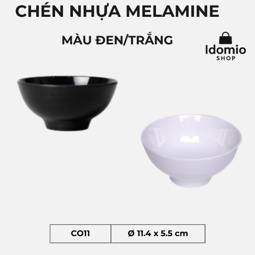 Chén Cơm Nhựa Melamine Đen Trắng – Loại Dày, Bền Đẹp, Nhà Hàng Quán Ăn -CO11