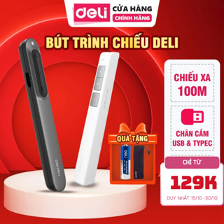  Bút Trình Chiếu DELI Bút Thuyết Trình Powerpoint Laser MA100 Điều Khiển Từ Xa 100M Kết Nối USB TypeC 