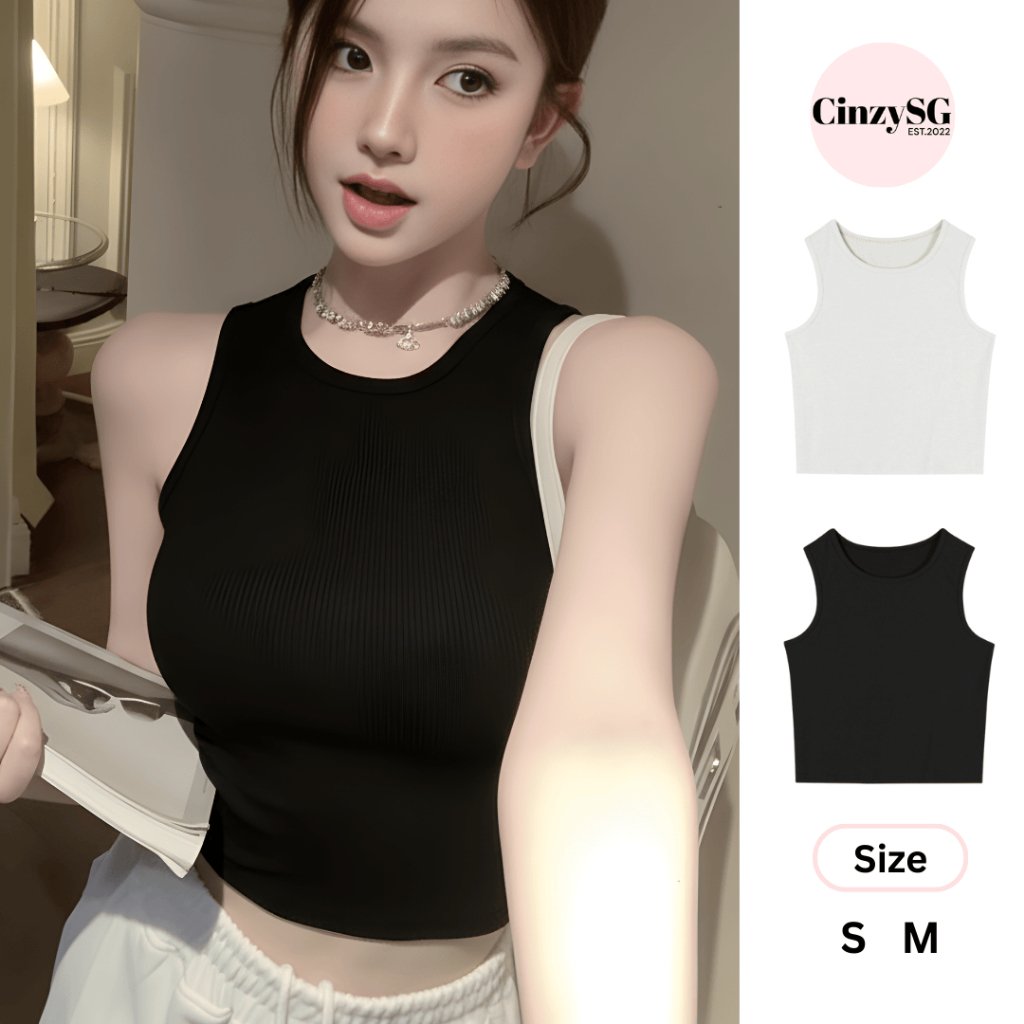 Áo Ba Lỗ Nữ CinZy SG Basic Len Gân Form Ôm Dáng Co Giãn Thoáng Mát - Áo Tank Top Nữ Mùa Hè CR13