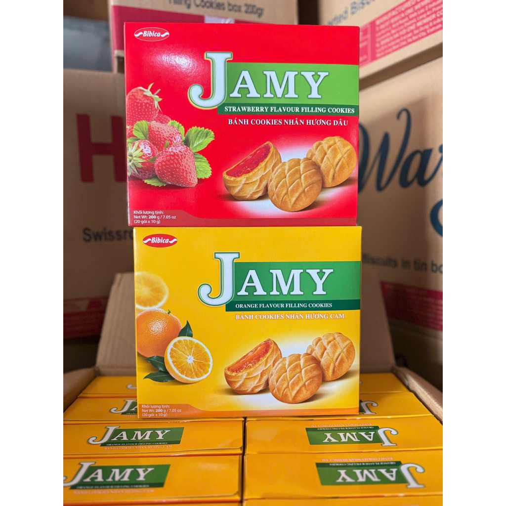 Thùng 10 Hộp Bánh Jamy hura Nhân Mứt Creamy Bibica 200g