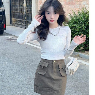 Áo Croptop Nữ Tay Dài CinZy SG Form Ôm Body Chất Liệu Thun Mịn Co Giãn Free Size