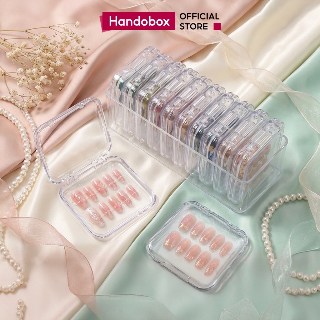 COMBO Hộp Nail Box Trong Suốt Sang Trọng Handobox Hộp Đựng Phụ Kiện Làm Móng Bảo Quản Gọn Gàng