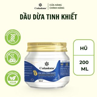   NHÃN MỚI CFS  Dầu dừa tinh khiết mỹ phẩm Cofusions - Keo thủy tinh 200ml - Coconut Oil 