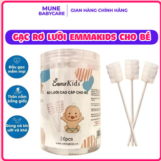 Gạc Rơ Lưỡi EmmaKids Cho Bé, Que Tưa Lưỡi Vệ Sinh Răng Miệng Cho Bé Sơ Sinh Hộp 30 Que Cao Cấp, Dùng Được Cho Bé Sơ Sinh