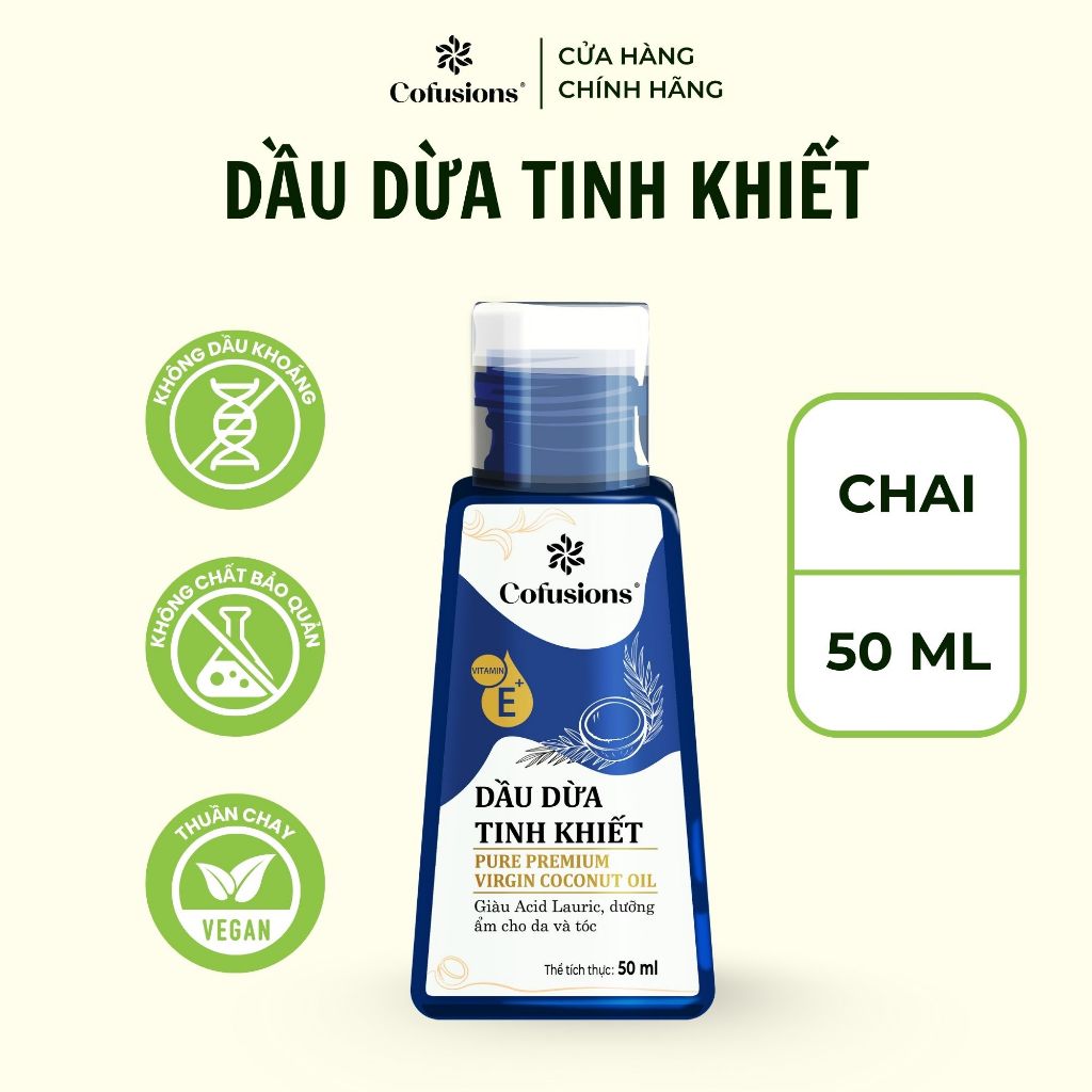 [NHÃN MỚI CFS] Dầu dừa tinh khiết mỹ phẩm Cofusions - Chai 50ml - Coconut Oil
