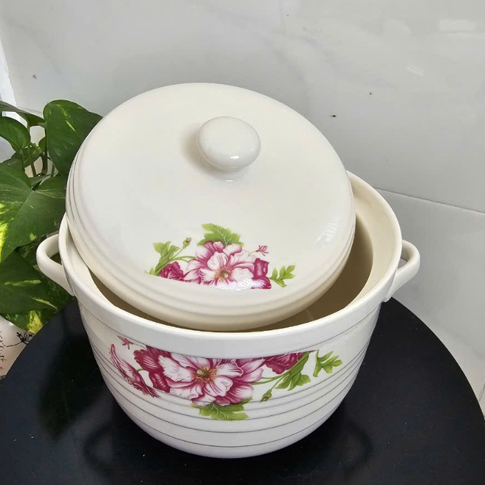 Thố sứ, Âu sứ cao cấp nắp Sứ 18cm x12cm