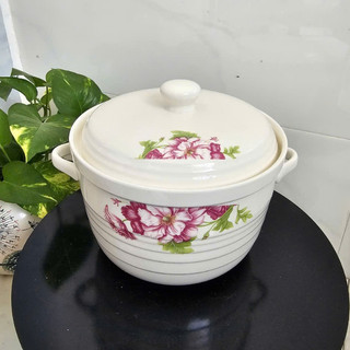 Thố sứ, Âu sứ cao cấp nắp Sứ 18cm x12cm
