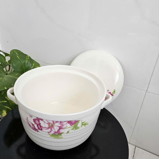 Thố sứ, Âu sứ cao cấp nắp Sứ 18cm x12cm