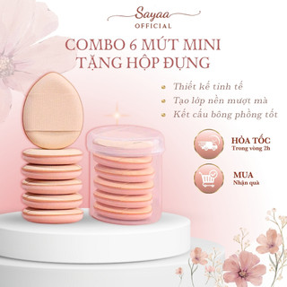  Combo 6 Mút Che Khuyết Điểm Mini Màu Pastel Kèm Hộp Đựng Gọn Gàng Makeup Tiện Lợi Phụ Kiện Trang Điểm Sayaa 