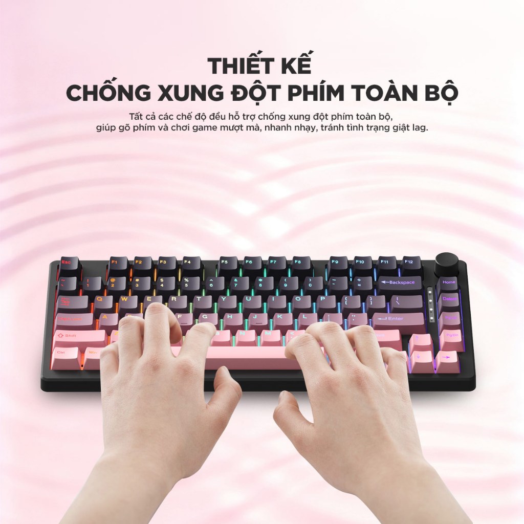 Bàn phím cơ F75 gaming Không dây 2.4G/Bluetooth/có dây LED RGB cho máy tính/laptop/ipad 3 mode 5 pin hotswap Sạc pin pin | BigBuy360 - bigbuy360.vn