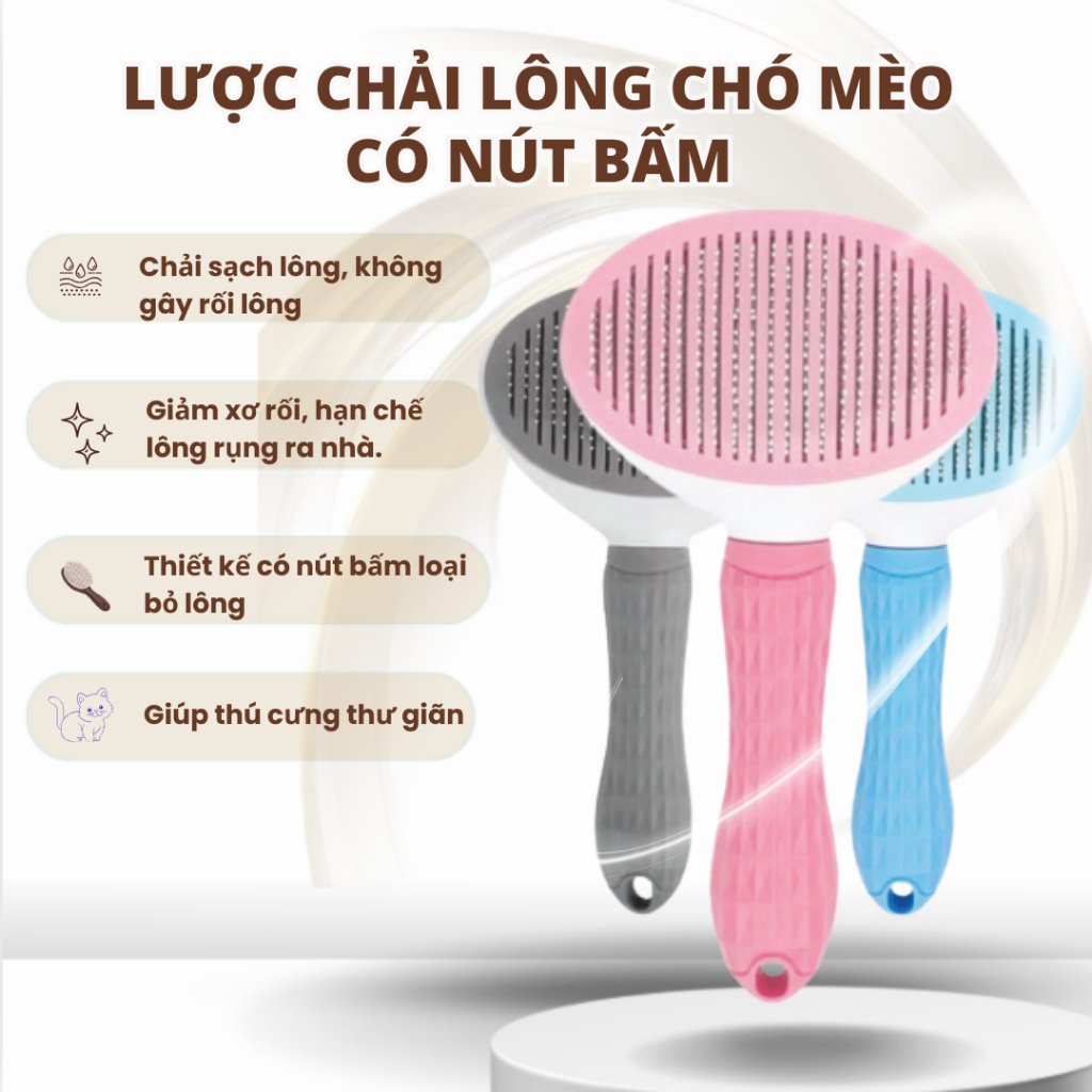 Lược Chải Lông Chó Mèo Có Nút Bấm MASTERCARE Cleanpet Giảm Rối Rụng Lông Giá Rẻ