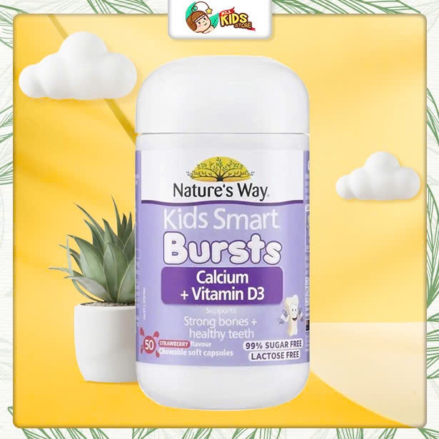 MILKSTORE Nature's Way Kids Smart Calcium+Vitamin D3 Burstlets-Canxi, Vitamin D3 CHO BÉ 50 VIÊN ÚC