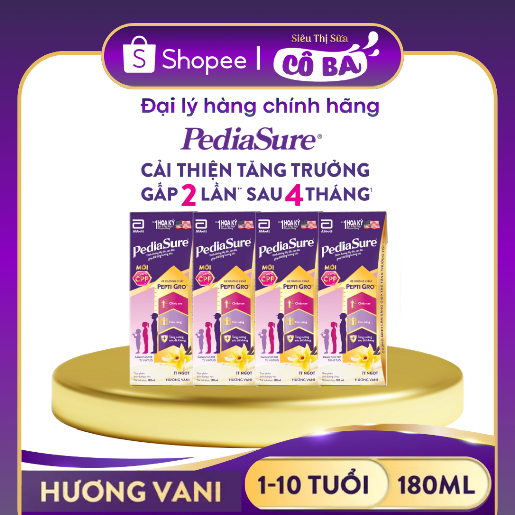 [180ml] Sữa nước Pediasure 180ml Hương vani cho bé 1-10 tuổi, tăng chiều cao, cân nặng, sức đề kháng
