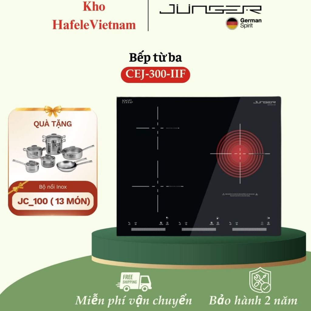 MUA BẾP ĐIỆN TỪ BA JUNGER CEJ-300-IIF – Chống Trào Tặng Bộ nồi inox Junger JC 100 ( 13 món)