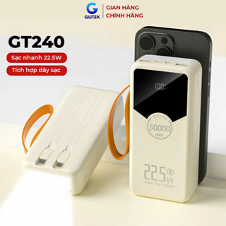  Pin sạc dự phòng 50000mAh Gutek GT240 sạc nhanh 22,5W có dây cắm nhiều điện thoại 