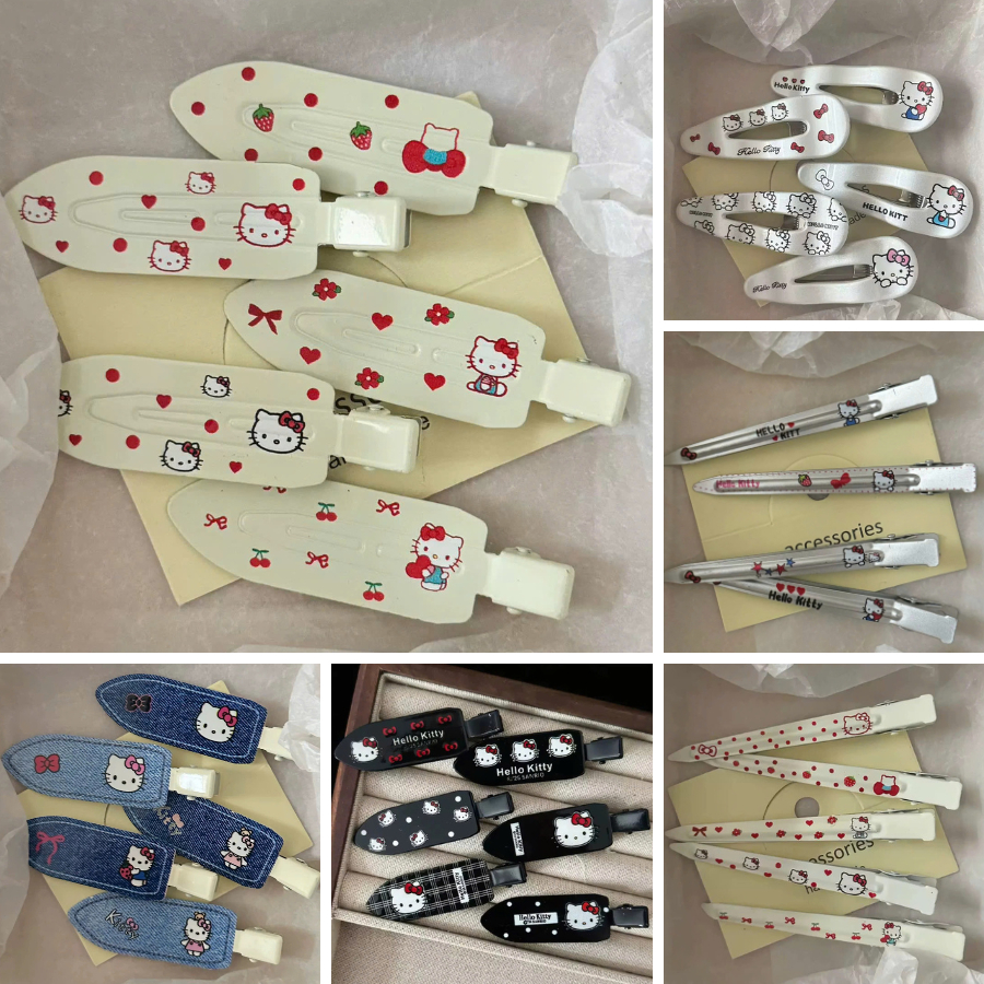 Set Kẹp Tóc hoạ tiết Hello Kitty Dễ Thương Cho Nữ, Kẹp Mái Cute Nhiều Màu Sắc cho bé gái KMGKT01