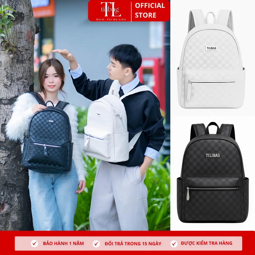 Balo Da PU CHẤT LƯỢNG Dập Vuông Cao Cấp Nam, Nữ – Chống Nước, Nhiều Ngăn Tiện Lợi, Phong Cách Unisex