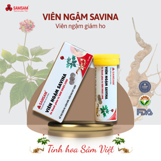  Kẹo Ngậm Ho Thảo Dược SAVINA Chính Hãng Từ Sâm Ngọc Linh Giảm Đau Rát Họng Khàn Giọng - Lọ 12 Viên 